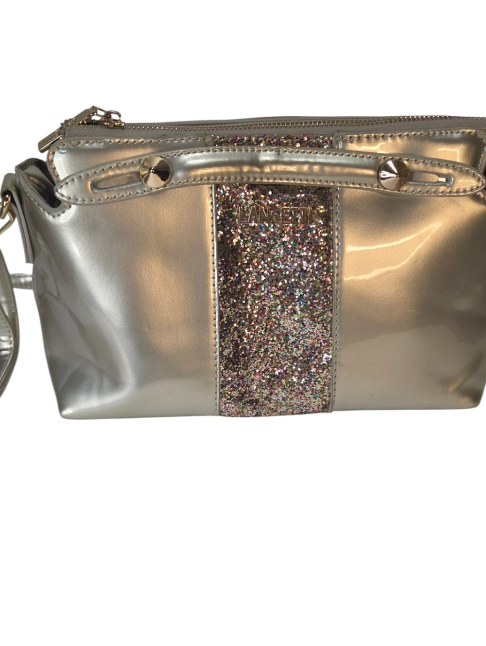 Lancetti Silver Glitter Accent Crossbody Bag